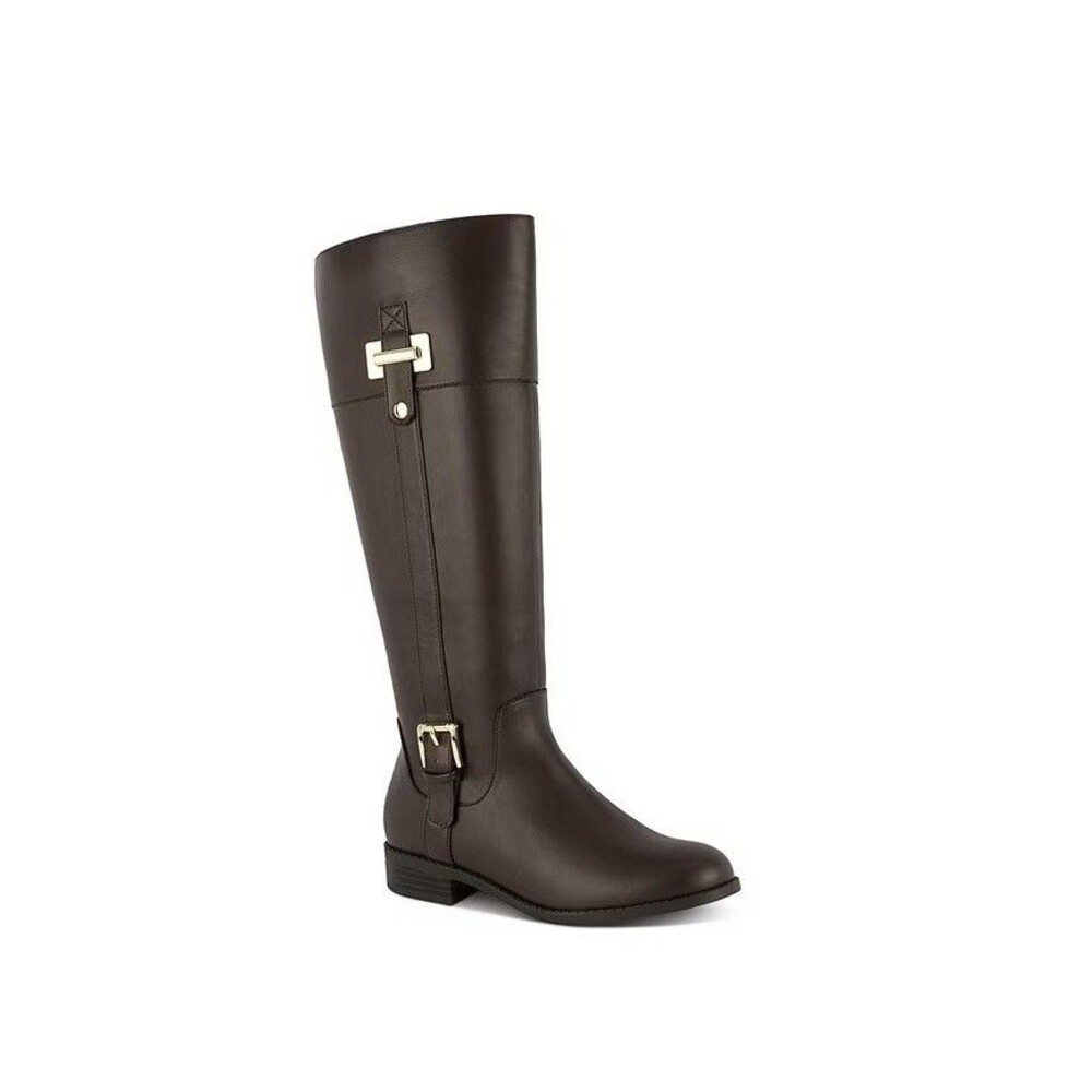 Karen Scott Womens 6.5 M WC Chocolate Brown Edenn Faux Leather Boots DISPLAY NC7